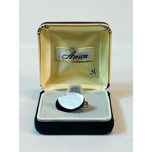 Vintage Anson Silver Tie Tack Clip Original Box Mid Century Draper Madmen